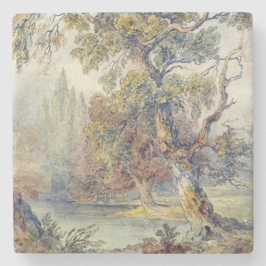 Trees en Pond (door John Ruskin) Stenen Onderzetter (Voorkant)