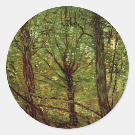 Trees en Undergrowth door Vincent van Gogh Ronde Sticker (Voorkant)
