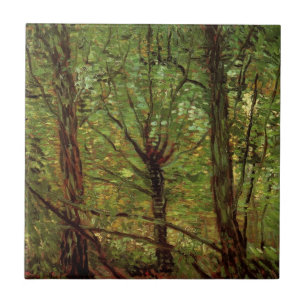 Trees en Undergrowth door Vincent van Gogh Tegeltje