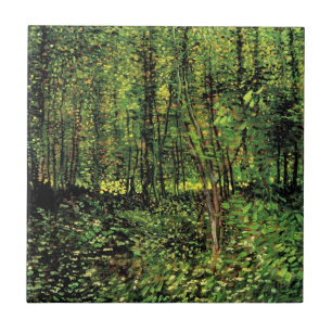 Trees en Undergrowth door Vincent van Gogh Tegeltje