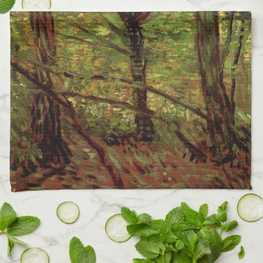 Trees en Undergrowth door Vincent van Gogh Theedoek (Gevouwen)