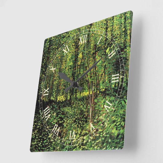Trees en Undergrowth door Vincent van Gogh Vierkante Klok (Hoek)