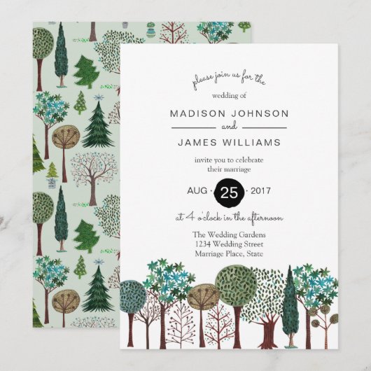 Trees Forest Garden Woodland Wedding | Uitnodiging (Voorkant / Achterkant)