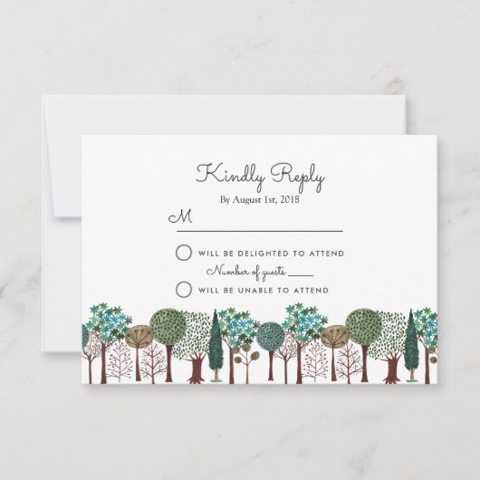 Trees Forest Woodland | Weddenschap | RSVP-kaart RSVP Kaartje (Voorkant)