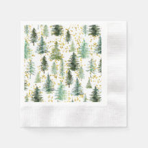 Trees Gold Glitter-kerstfeestartikel Napkin