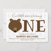 Trees Grizzly Beer 1 dier 1e verjaardag Kaart (Voorkant)