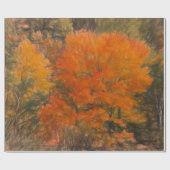 Trees Herfst Woodland Forest Oranje Sketch Art Cadeaupapier (Vlak)