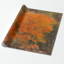 Trees Herfst Woodland Forest Oranje Sketch Art Cadeaupapier