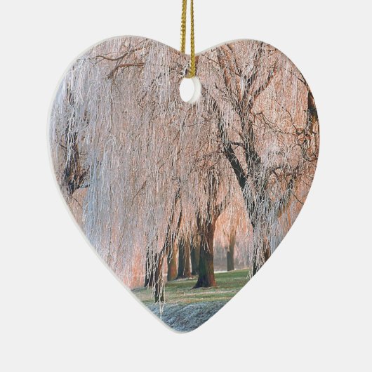 Trees Ice bedekt Willow Keramisch Ornament (Rechts)