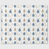 Trees in Blue and Gold Cadeaupapier (Vlak)