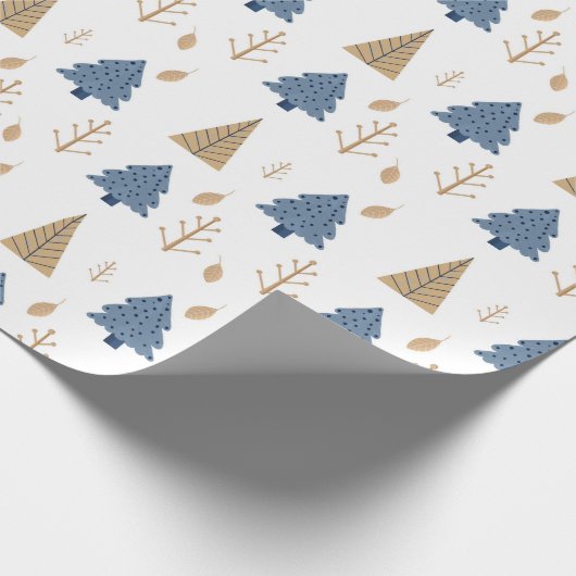 Trees in Blue and Gold Cadeaupapier (Hoek)