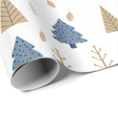 Trees in Blue and Gold Cadeaupapier (Rol Hoek)