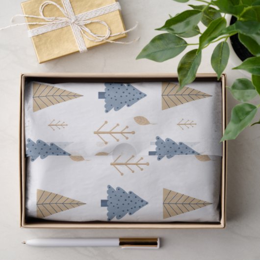 Trees in Blue and Gold Tissuepapier (Geschenk)