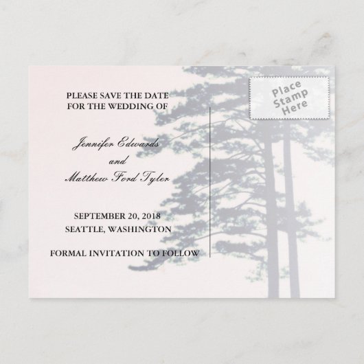 Trees Love L Vieren Natuur Save The Date Aankondigingskaart (Achterkant)