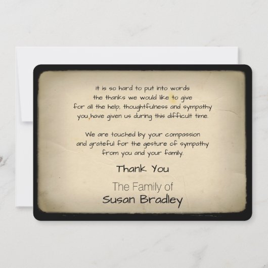 Trees Memorial Sympathy Bedankt met teksten 2 Kaart (Achterkant)