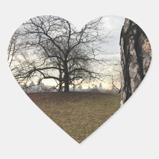 Trees New York NYC Sunrise Central Park Skyline Hart Sticker (Voorkant)