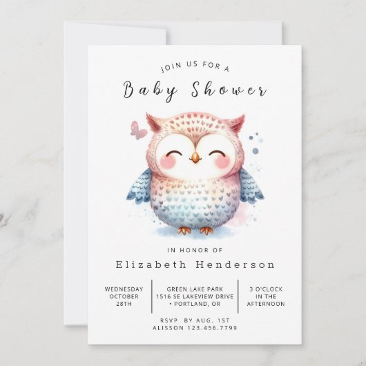 Trees Online Owl Baby shower Kaart (Voorkant)