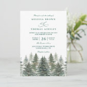 Trees Pine Rustic Forest Elegant QR Code Wedding Kaart (Staand voorkant)