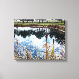 Trees Pond Landscape Michigan Photography Art Canvas Afdruk