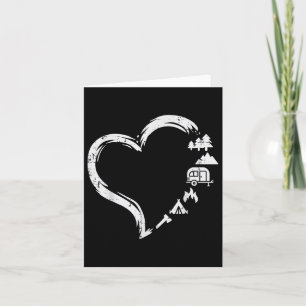Trees RV Van Campfire Tent Heart Schattige Love Ca Kaart