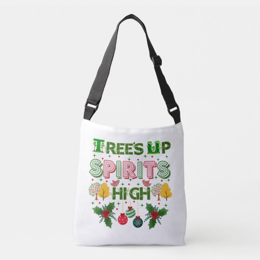 Trees up spirits high christmas holiday graphic crossbody tas (Voorkant)