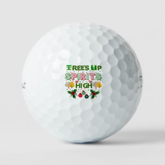 Trees up spirits high christmas holiday graphic golfballen (Voorkant)