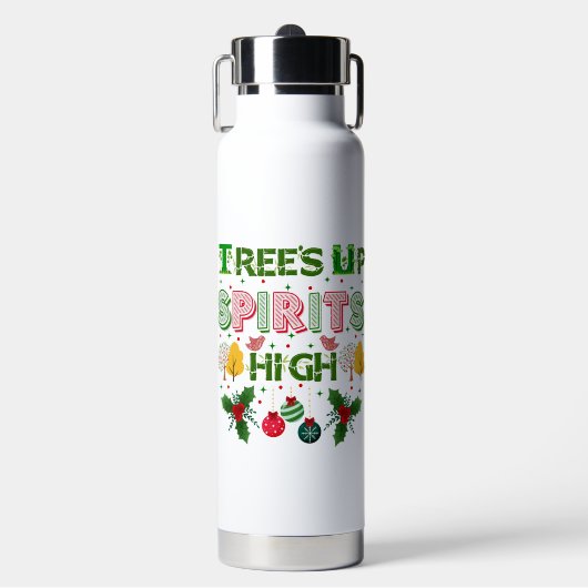 Trees up spirits high christmas holiday graphic waterfles (Voorkant)