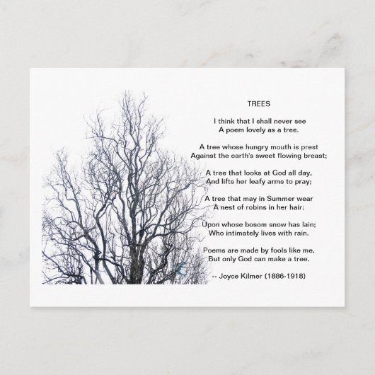 Trees, van Joyce Kilmer Briefkaart (Voorkant)