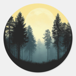 Trees Wildlife Natuur Forest Silhouette Ronde Sticker