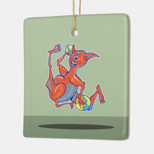trefbalmonster keramisch ornament (Links)
