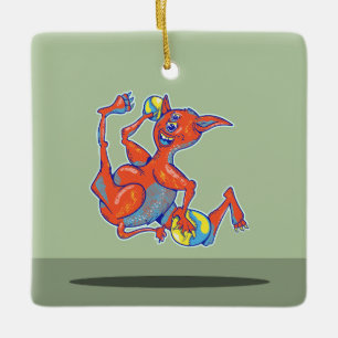 trefbalmonster keramisch ornament