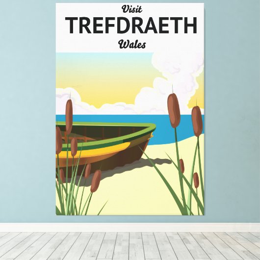 Trefdraeth zeereisposter canvas afdruk (Insitu (Houten vloer))