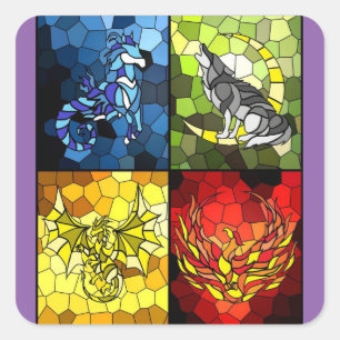 Trefoil Academy Embleem van de 4 Huizen Vierkante Sticker