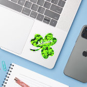 Trefoil klaverblad klaverblad vorm aangepaste naam sticker (Laptop met iPhone)
