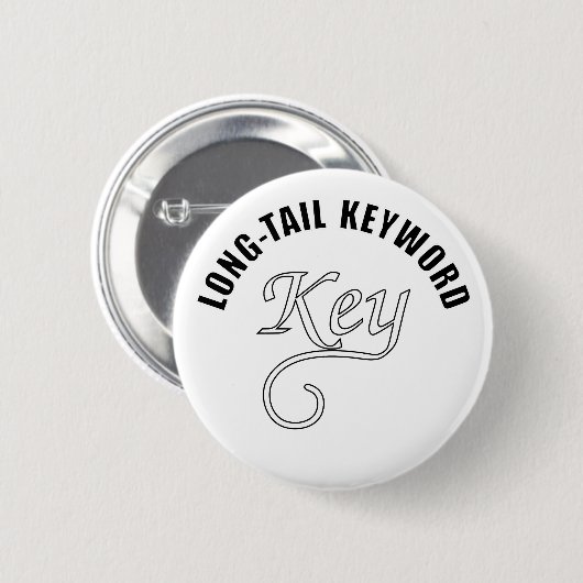 Trefwoordtekst op lange afstand ronde button 5,7 cm (Voorkant /achterkant)