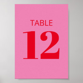 Trefzeke typografie Roze Rood Moderne Tafel Nummer Poster