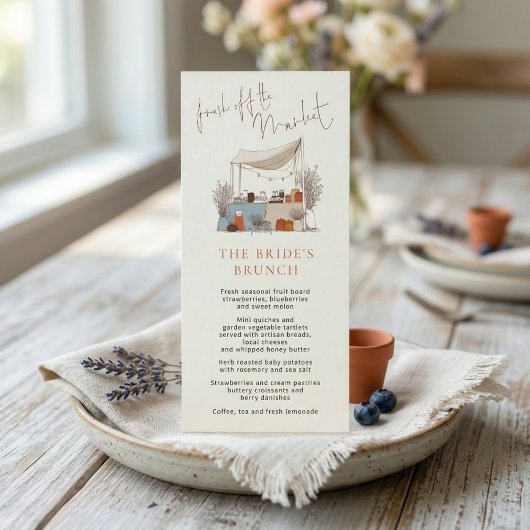 Trefzeker van de markt Bruidsbrunch Menu kaart