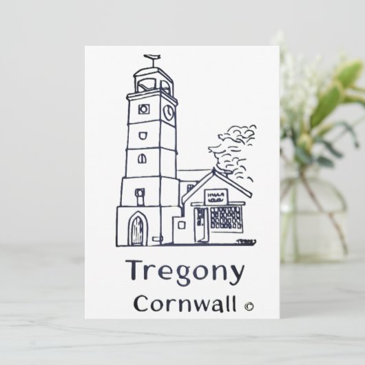 Tregony clocktower card bedankkaart (Staand voorkant)