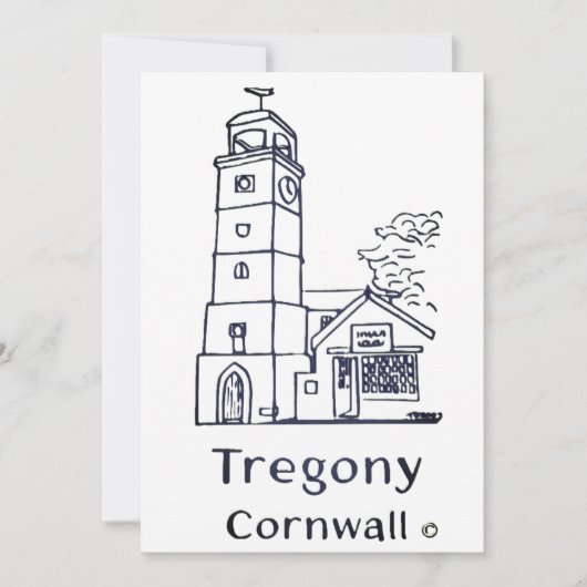 Tregony klokkentoren kaart (Voorkant)