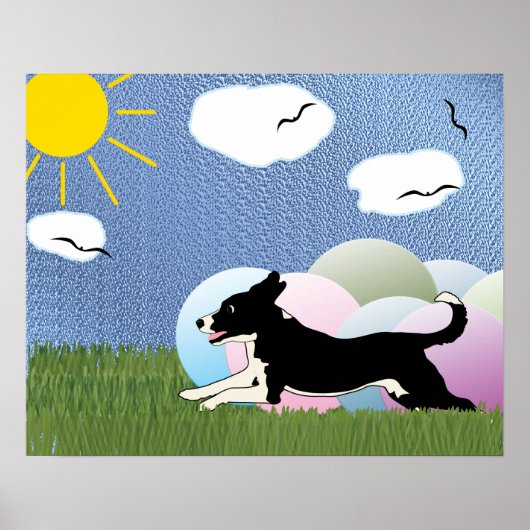 Treibball - Cartoon Happy Dog and Balls v4 Poster (Voorkant)