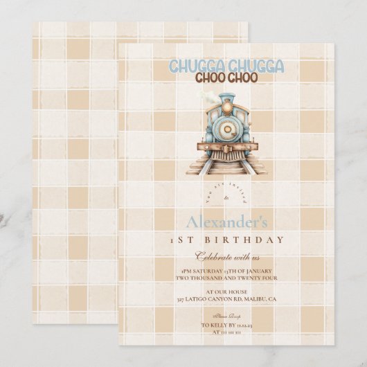 trein 1e verjaardag kaart (Voorkant / Achterkant)