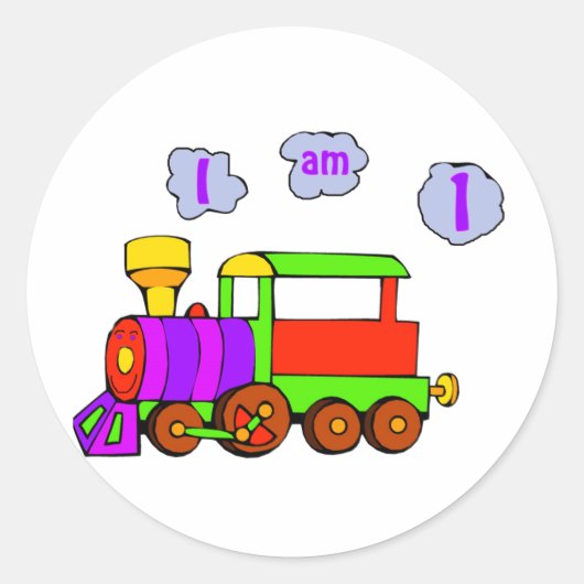 Trein 1e verjaardag ronde sticker (Voorkant)