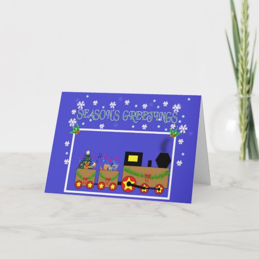 Trein 2 van Kerstmis Feestdagen Kaart (Voorkant)
