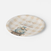 trein 2e verjaardag papieren bordje (Gekanteld)