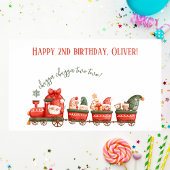 Trein 2e verjaardag Watercolor Kerstman Feest Expr Poster