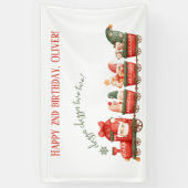 Trein 2e verjaardag Waterverf Kerstman Feest Expre Spandoek (Verticaal)