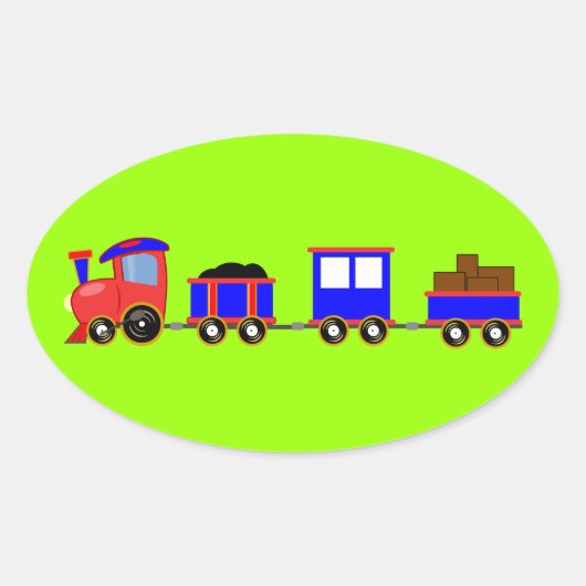trein-312107 cartoon speelgoed-motorwagens rode bl ovale sticker (Voorkant)