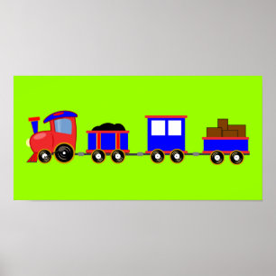 trein-312107 cartoon speelgoed-motorwagens rode bl poster