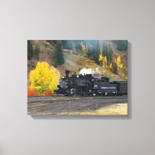 Trein arriveert in Silverton, VS Canvas Afdruk