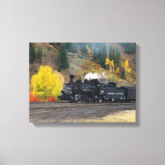 Trein arriveert in Silverton, VS Canvas Afdruk (Voorkant)